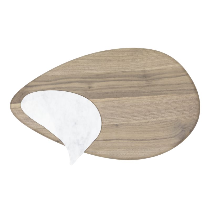 Tagliere per cucina in legno massello con marmetta in Bianco Carrara asportabile. 